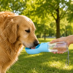 NonoPets 2-in-1 Portable Dog Food Container & Water Bottle, Blue, 10.63 x 3.15Inch