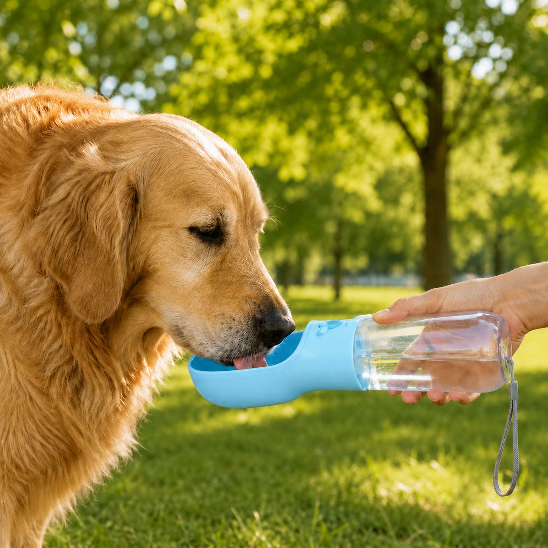 NonoPets 2-in-1 Portable Dog Food Container & Water Bottle, Blue, 10.63 x 3.15Inch
