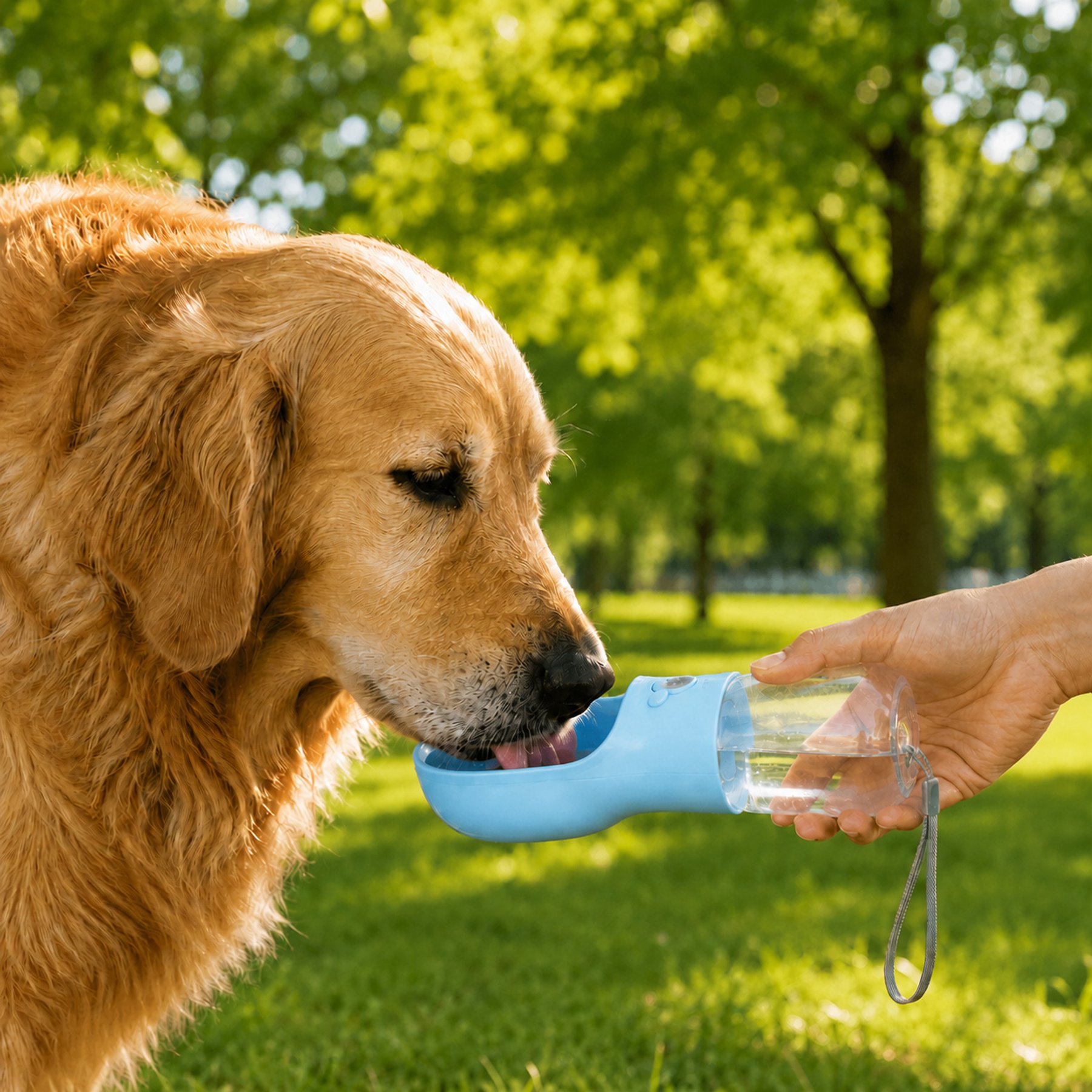 NonoPets 2-in-1 Portable Dog Food Container & Water Bottle, Blue, 2.95 x 9.06-in