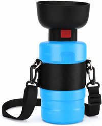 NonoPets Leak-Proof Portable Foldable Dog Bowl & Water Bottle, Blue, 3.94 x 5.91-in