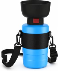 NonoPets Leak-Proof Portable Foldable Dog Bowl & Water Bottle, Blue, 3.54 x 5.51-in
