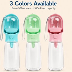 NonoPets 2-in-1 Leak-Proof Travel Dog Food Storage & Water Bottle, Pink slide 2 of 7