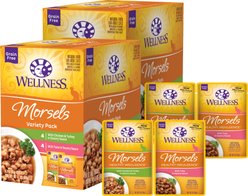 Wellness Complete Health Healthy Indulgence Morsels Grain-Free Variety Pack Cat Food Pouches, 3-oz, bundle of 64