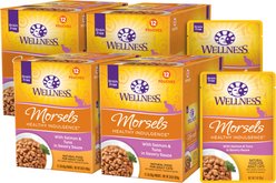 Wellness Complete Health Healthy Indulgence Morsels with Salmon & Tuna in Savory Sauce Grain-Free Wet Cat Food Pouches, 3-oz, bundle of 48