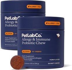 PetLabCo. Allergy & Immune Probiotic Pork Flavored Chew Supplement for Dogs, 60 count