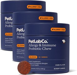 PetLabCo. Allergy & Immune Probiotic Pork Flavored Chew Supplement for Dogs, 90 count