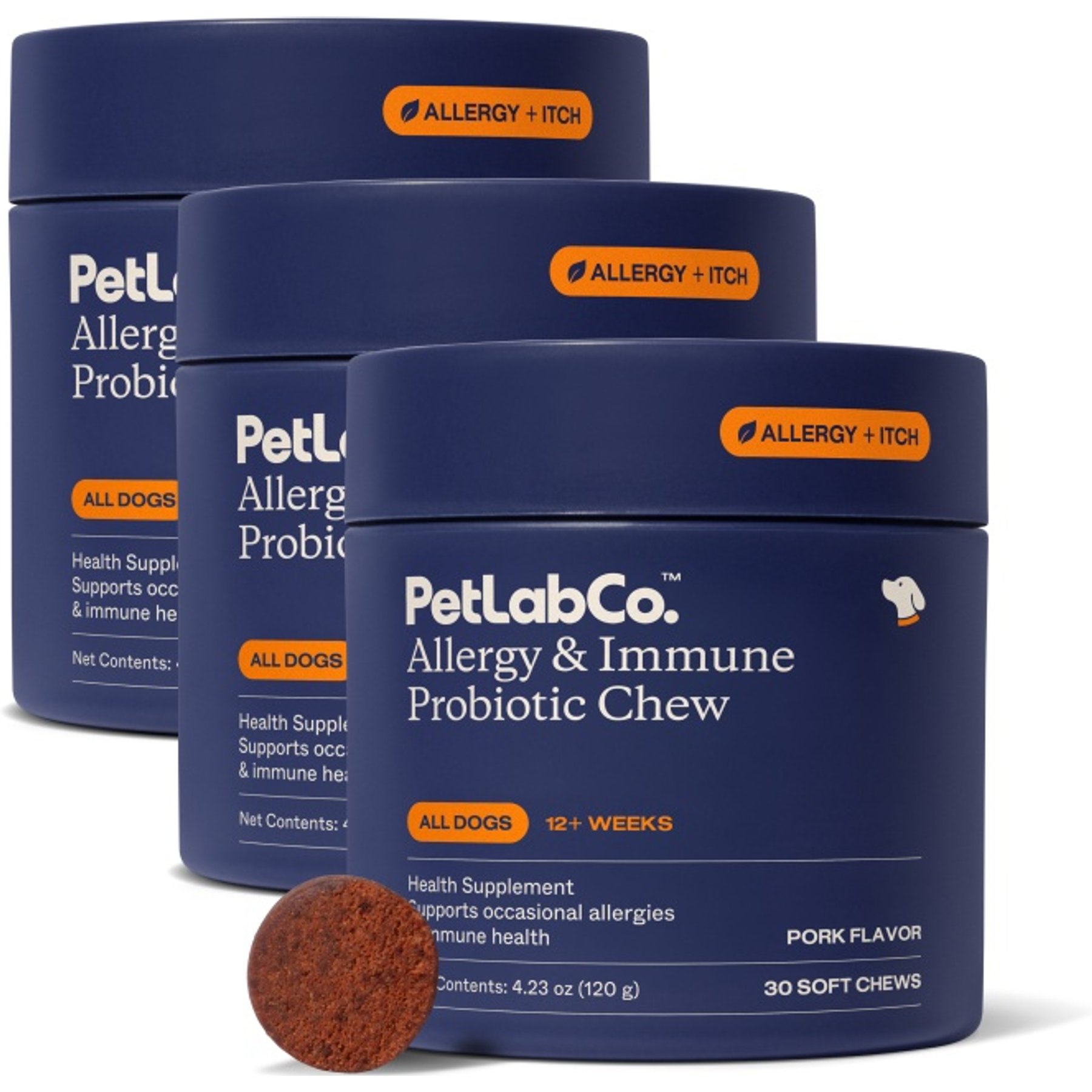 PetLabCo. Allergy & Immune Probiotic Pork Flavored Chew Supplement for Dogs, 90 count