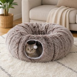 NonoPets Foldable Semi-Enclosed with Tunnel Cat Toy, Brown