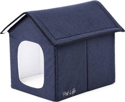 Pet Life Hush Puppy Electronic Heating & Cooling Smart Dog House, Navy, Large