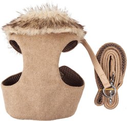 Pet Life Luxe Furracious 2-In-1 Mesh Reversible Dog Harness & Leash, Brown, Medium
