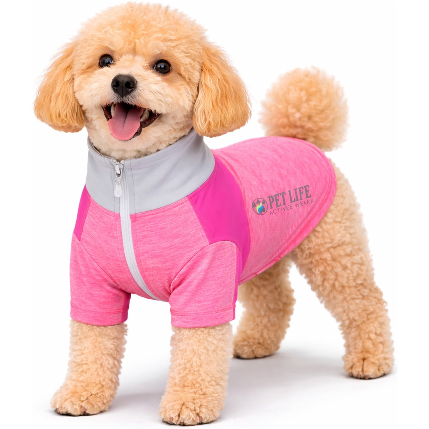 Pet Life Active Chewitt Wagassy 4-Way Stretch Performance Long Sleeve Dog T-Shirt, Light Pink, X-Small