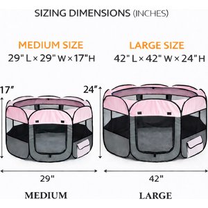 Pet Life All-Terrain Wire-Framed Collapsible Travel Dog Playpen, Pink & Grey, Medium