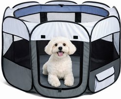 Pet Life All-Terrain Wire-Framed Collapsible Travel Dog Playpen, Black & White, Large slide 2 of 7