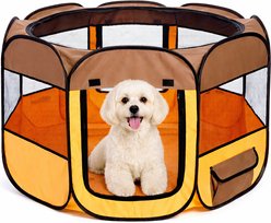 Pet Life All-Terrain Wire-Framed Collapsible Travel Dog Playpen, Brown & Orange, Large slide 2 of 7