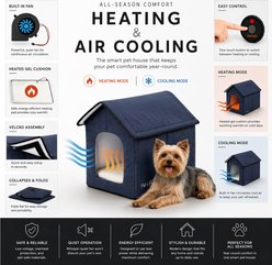 Pet Life Hush Puppy Electronic Heating & Cooling Smart Dog House, Navy, Small slide 2 of 9