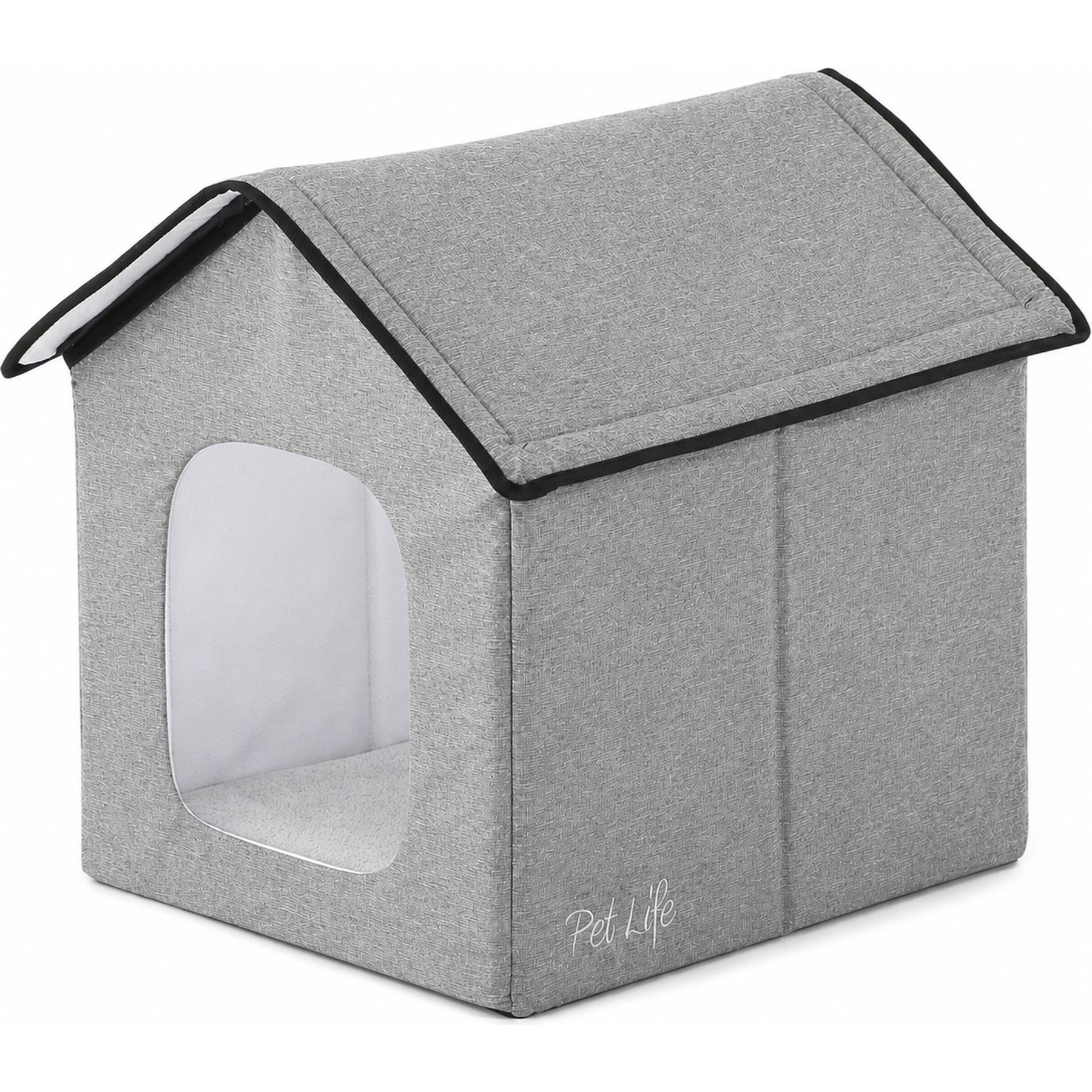 Pet Life Hush Puppy Electronic Heating & Cooling Smart Dog House, Grey, Small
