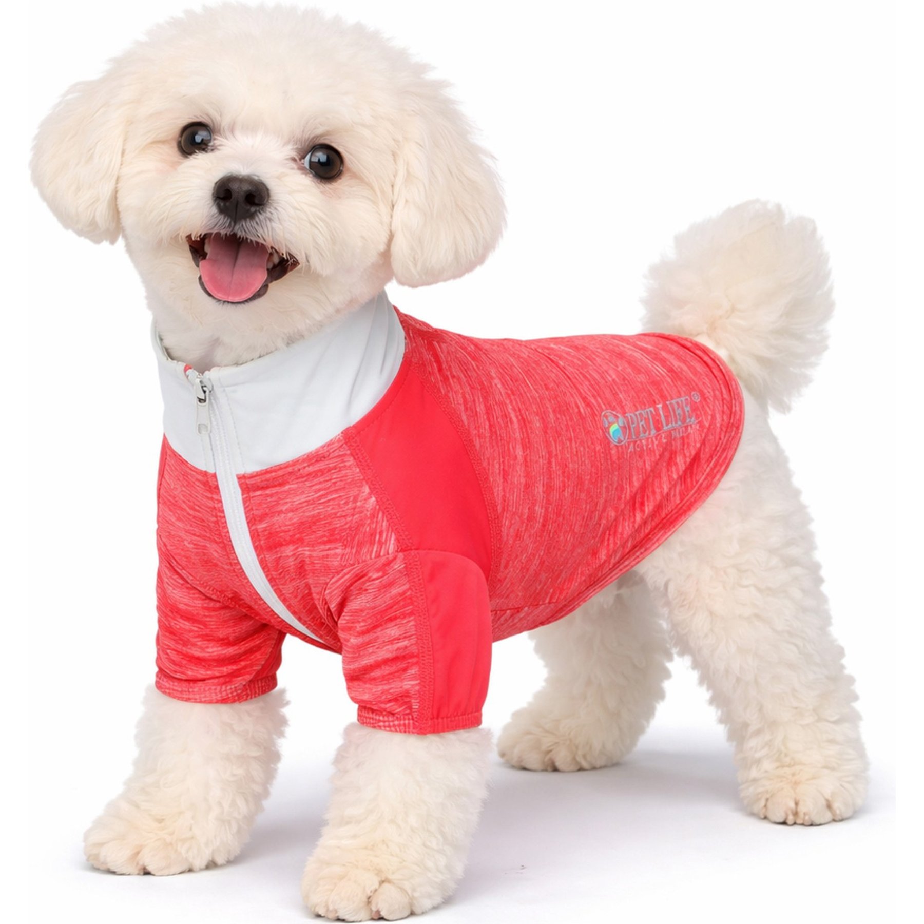 Pet Life Active Chewitt Wagassy 4-Way Stretch Performance Long Sleeve Dog T-Shirt, Red, X-Small