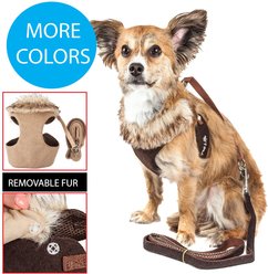 Pet Life Luxe Furracious 2-In-1 Mesh Reversible Dog Harness & Leash, Dark Cocoa Brown, Small slide 2 of 8