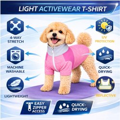 Pet Life Active Chewitt Wagassy 4-Way Stretch Performance Long Sleeve Dog T-Shirt, Light Pink, X-Small slide 2 of 9