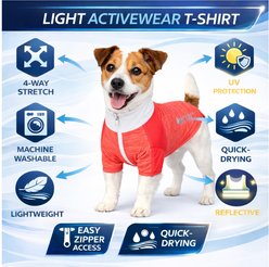 Pet Life Active Chewitt Wagassy 4-Way Stretch Performance Long Sleeve Dog T-Shirt, Red, X-Large slide 2 of 9