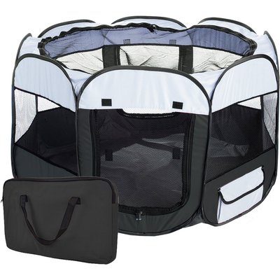 Pet Life Pet Life All-Terrain Wire-Framed Collapsible Travel Dog Playpen, Black & White, Medium