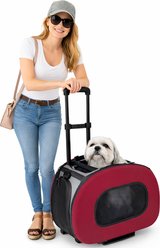 Pet Life Final Destination Tough-Shell Wheeled Collapsible Dog Carrier, Red