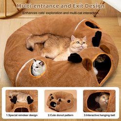 Kylinsure Rabbit fur 2-in-1 Bolster Dog & Cat Tunnel Bed, Medium, Reindeer slide 2 of 8