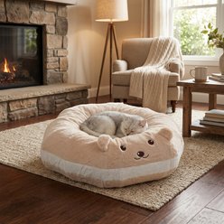 Kylinsure Rabbit fur 2-in-1 Bolster Dog & Cat Tunnel Bed, Medium, Bear