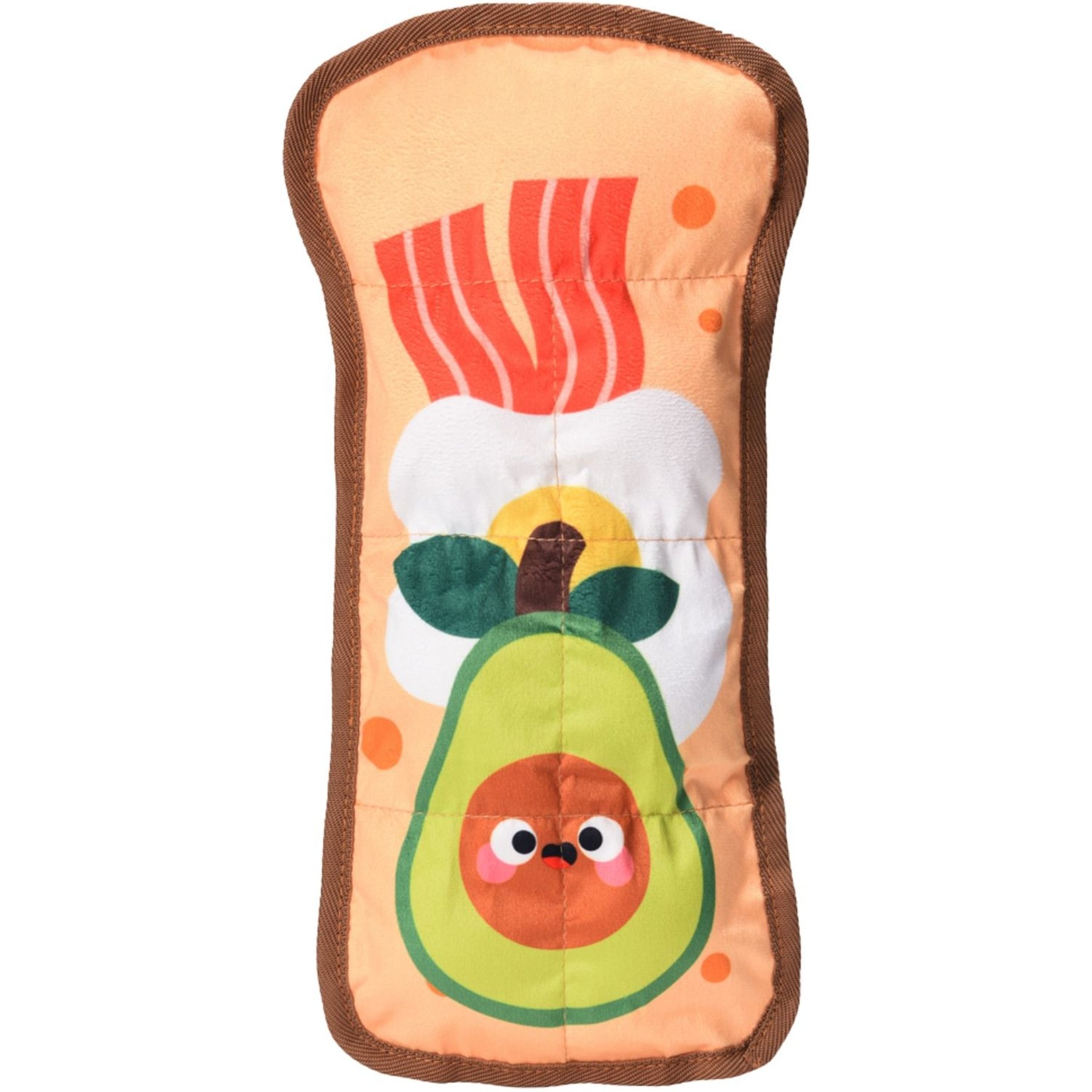 HugSmart Avocado Toast Plush Squeaky Crinkle Dog Toy, Small/Medium