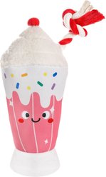 HugSmart Strawberry Smoothie Floating Plush with Rope Squeaky Dog Toy, Small/Medium