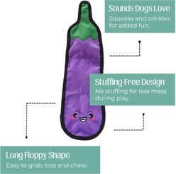 HugSmart Eggplant Stuffing-Free Flat Plush Squeaky Crinkle Dog Toy, Small/Medium slide 2 of 5
