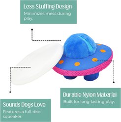 HugSmart UFO Nylon Plush Squeaky Dog Toy, Small/Medium slide 2 of 5