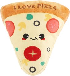HugSmart Pizza Plush Treat Dispensing Squeaky Dog Toy, Small/Medium