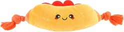 HugSmart Hot Dog Plush with Rope Squeaky Dog Toy, Small/Medium