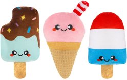 HugSmart Ice Cream Plush Squeaky Variety Pack Dog Toy, X-Small/Small, 3 Count