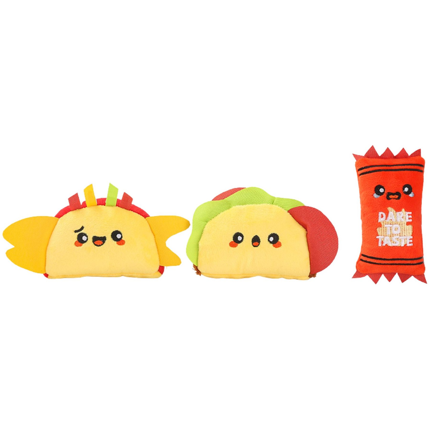 HugSmart Taco Plush Squeaky Variety Pack Dog Toy, X-Small/Small, 3 Count