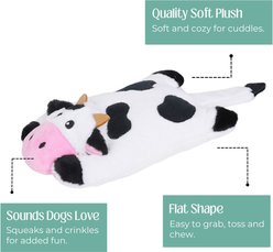 HugSmart Cow Flat Plush Squeaky Crinkle Dog Toy, X-Small/Small slide 2 of 5