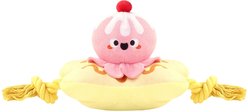 HugSmart Banana Split Plush with Rope Squeaky Dog Toy, Small/Medium
