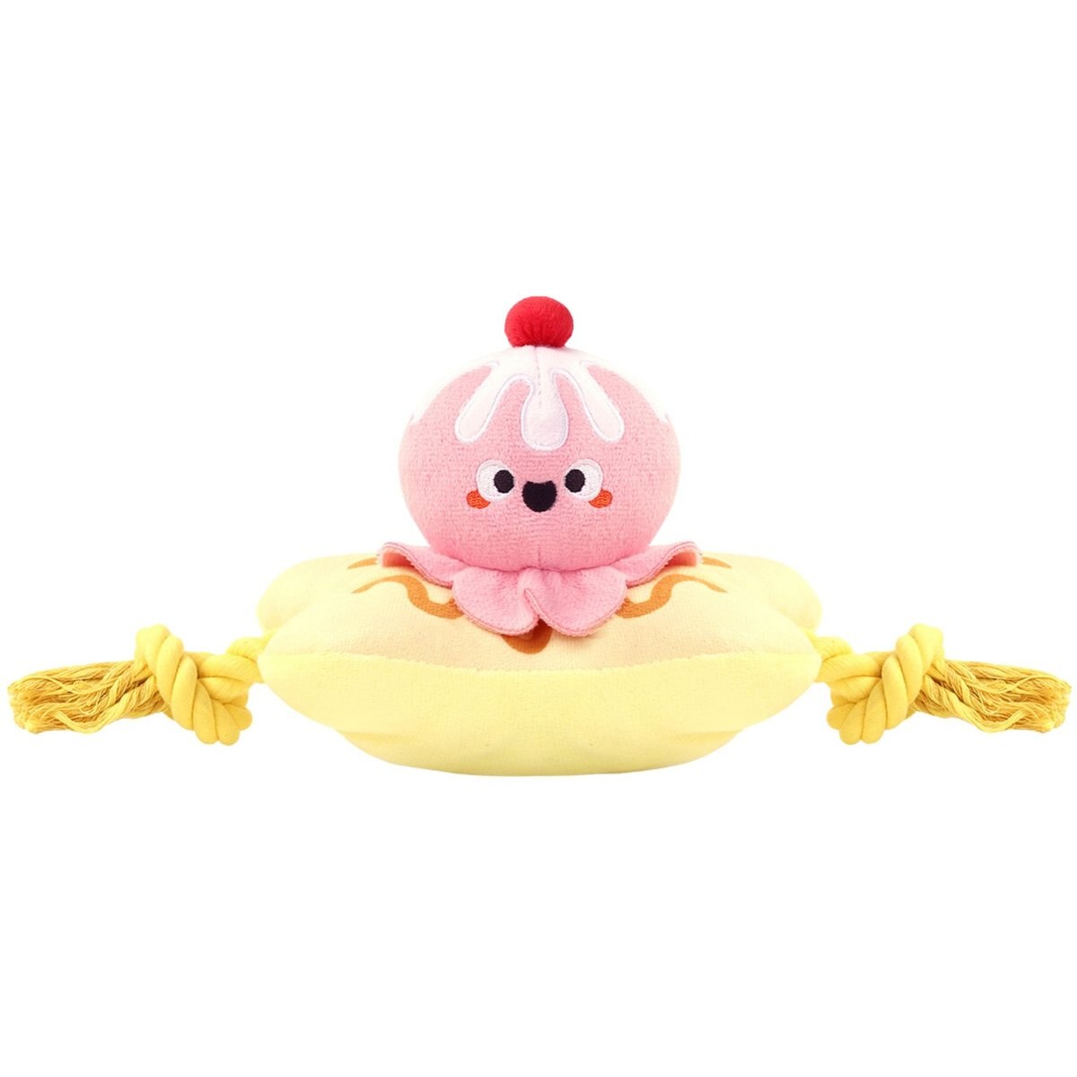 HugSmart Banana Split Plush with Rope Squeaky Dog Toy, Small/Medium