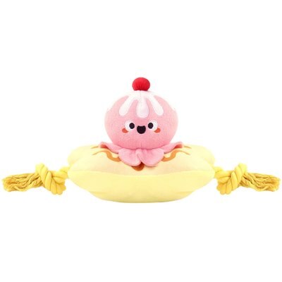 HugSmart HugSmart Banana Split Plush with Rope Squeaky Dog Toy, Small/Medium