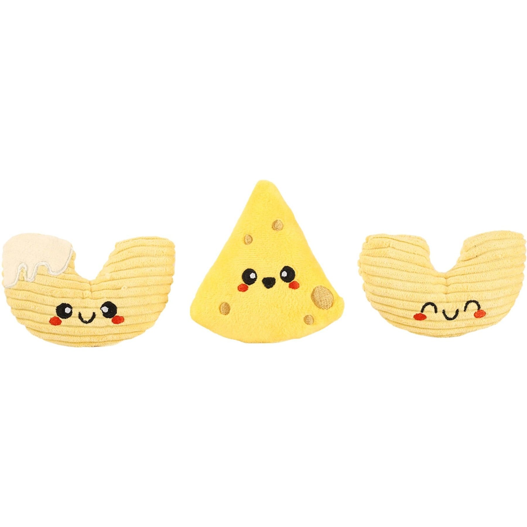 HugSmart Mac & Cheese Plush Squeaky Crinkle Variety Pack Dog Toy, X-Small/Small, 3 Count
