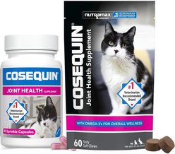 Nutramax Cosequin Hip & Joint Capsules Joint Supplement for Cats, 80 count & Nutramax Cosequin Hip & Joint Soft Chews Joint Supplement for Cats, 60 count