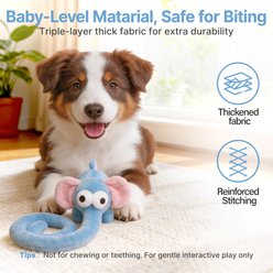 Potaroma Long Nose Elephant Adjustable Shaped Interactive Squeaky Plush Tug Dog Toy, Blue, 21.7-in slide 2 of 6