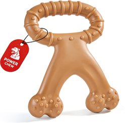 Potaroma Interactive Nylon Beef Flavored Loop-Top Dual-End Bone Dental Care Durable & Non-Toxic Exercise Chew Dog Toy, Brown