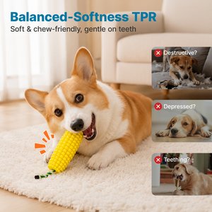 Potaroma Durable Squeaky Interactive Corn Stick Chew Dog Toy, Yellow