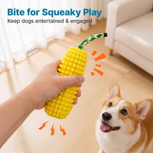 Potaroma Durable Squeaky Interactive Corn Stick Chew Dog Toy, Yellow