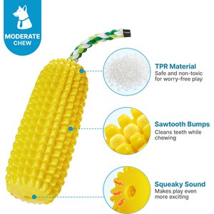Potaroma Durable Squeaky Interactive Corn Stick Chew Dog Toy, Yellow