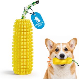 Potaroma Durable Squeaky Interactive Corn Stick Chew Dog Toy, Yellow