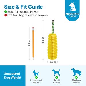 Potaroma Durable Squeaky Interactive Corn Stick Chew Dog Toy, Yellow