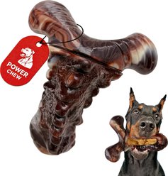 Potaroma Nylon Durable Y-Shaped Spine Bone with Bacon Flavor & Snack Groove Exercise Chew Dog Toy, Coffee